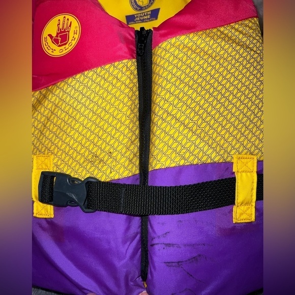 BODY Glove 60 pounds-90 pounds life jacket purple, pink, and yellow - Picture 2 of 15